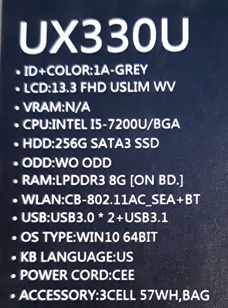 Spesifikasi Zenbook UX330UA
